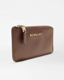 MZ Grain Leather Zip Card Case, Chestnut Brown-MZ Wallace