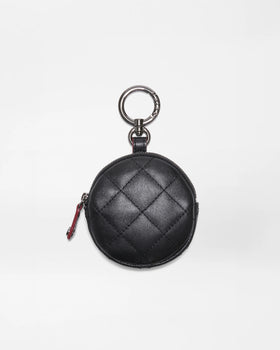 MZW Leather Round Charm Pouch, Black-MZ Wallace