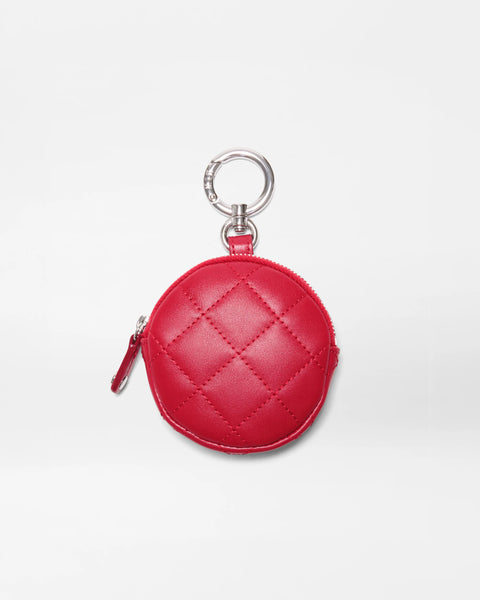 MZW Leather Round Charm Pouch, Apple