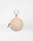 MZW Leather Round Charm Pouch, Buff