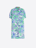 Printed Tropical Print Shirt Dress, Green Blue-Vilagallo