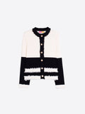 Colorblock Sweater Jacket, Black Ecru-Vilagallo