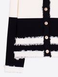 Colorblock Sweater Jacket, Black Ecru-Vilagallo