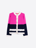 Colorblock Sweater Jacket, Fuchsia Navy-Vilagallo