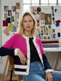 Colorblock Sweater Jacket, Fuchsia Navy-Vilagallo