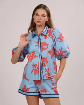 Poplin Shirt Fragola, Light Blue-Las Surenas