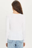 Ribbed Long Sleeve Tee, White-Goldie