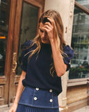 Fallon Short Sleeve Top, Navy-Cartolina