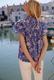 Oliphant Pintuck Ruffle Top, Carolina Cobalt-Oliphant Design