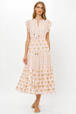 Cinched Flirty Midi, Arbor Coral-Oliphant Design