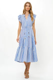Cinched Flirty Midi, Henley Blue-Oliphant Design