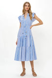 Cinched Flirty Midi, Henley Blue-Oliphant Design