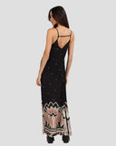 LS Silk Dress Lotus Tiger Eclipse, Black-Las Surenas