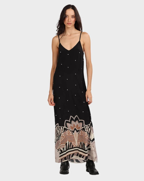 LS Silk Dress Lotus Tiger Eclipse, Black-Las Surenas