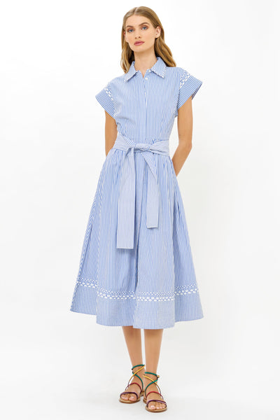 Belted Shirt Dress, Sconset Blue-Oliphant Design
