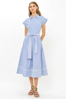 Belted Shirt Dress, Sconset Blue-Oliphant Design