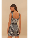 FARM Rio Monochrome Elegance Scarf Romper, Off-White-Farm Rio