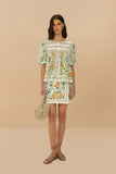 FARM Rio Folk Floral Short Sleeve Blouse, Off-White-Farm Rio
