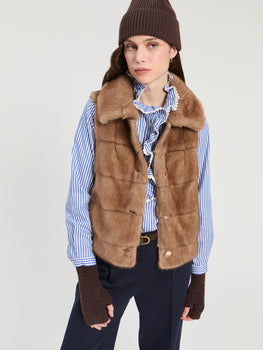 Faux Fur Vest, Vison Claro-Vilagallo