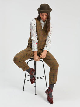 Plaid Pant, Brown-Vilagallo