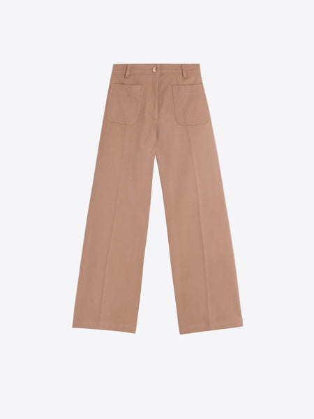 Cotton Twill Pant, Beige-Vilagallo