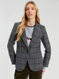 Helen Plaid Blazer, Grey Navy-Vilagallo