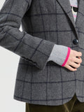 Helen Plaid Blazer, Grey Navy-Vilagallo