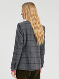 Helen Plaid Blazer, Grey Navy-Vilagallo