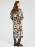 Horse Midi Dress, Black & Beige-Vilagallo