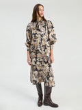 Horse Midi Dress, Black & Beige-Vilagallo