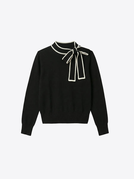 Bow Sweater, Beige/ Black-Vilagallo