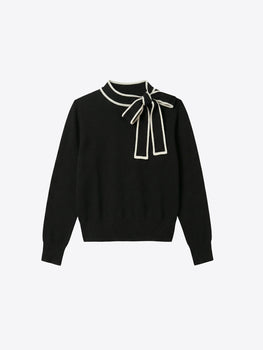 Bow Sweater, Beige/ Black-Vilagallo