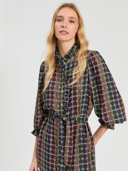 Geo Circle Striped Midi, Multi