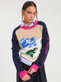 Ski Sweater, Navy Ecru-Vilagallo