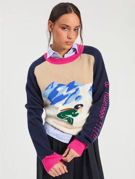 Ski Sweater, Navy Ecru-Vilagallo