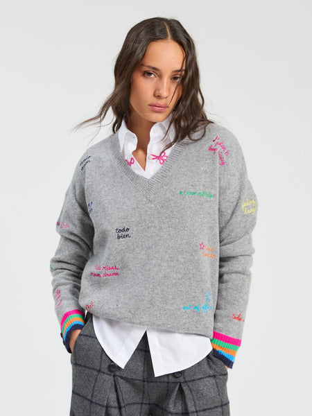 Words Sweater, Grey-Vilagallo