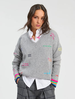 Words Sweater, Grey-Vilagallo