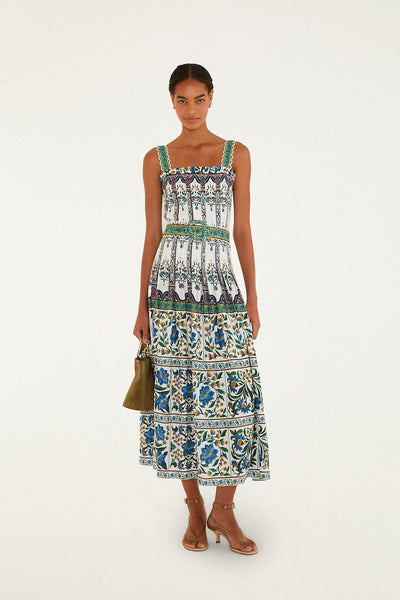 Manoela Off-White Sleveless Belt Maxi Dress, Manoela Off-White-Farm Rio