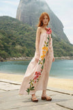 Garden Terrace One Shoulder Maxi Dress, Pink-Farm Rio