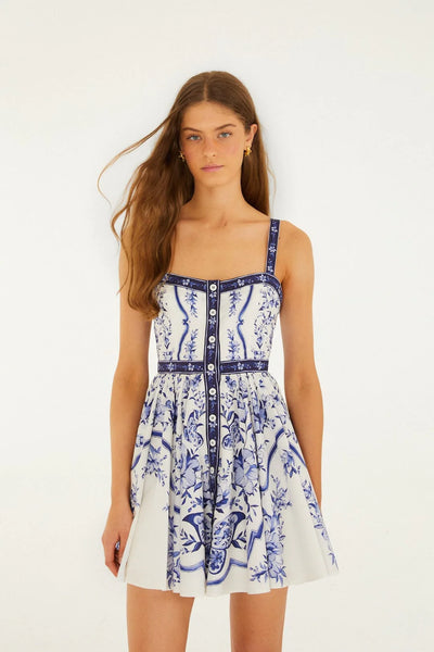 Porcelain Garden Off-White Sleeveless Mini Dress, Porcelain Garden Off-White-Farm Rio