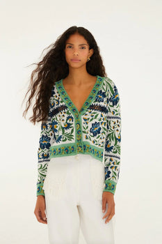 Manoela Buttoned Knit Cardigan, Manoela Off-White-Farm Rio