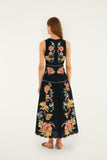 Maira Floral Midi Dress, Dark Blue