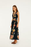 Maira Floral Midi Dress, Dark Blue