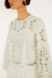 Off-White Flowers Richilieur Long Sleeve Blouse, Off-White-Farm Rio