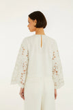 Off-White Flowers Richilieur Long Sleeve Blouse, Off-White-Farm Rio