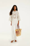 Off-White Flowers Richilieur Long Sleeve Blouse, Off-White-Farm Rio