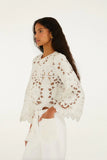 Off-White Flowers Richilieur Long Sleeve Blouse, Off-White-Farm Rio
