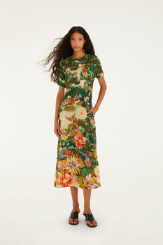 Oriental Garden Short Sleeve Maxi, Multi-Farm Rio