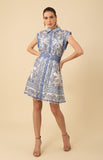 Hale Bob Holland Organza Dress- Blue-Hale Bob
