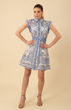 Hale Bob Holland Organza Dress- Blue-Hale Bob
